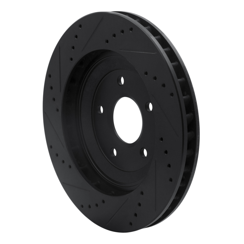 Cadillac XLR Brake Rotor (1) - Left Front - R1 Concepts - Drilled & Slotted - Black - `97-`09